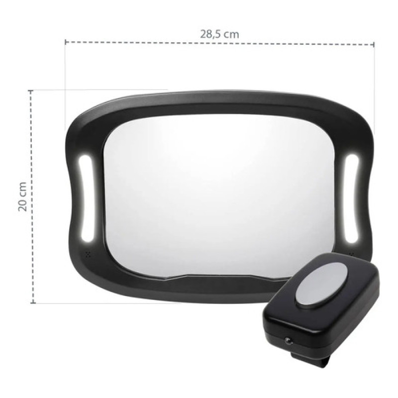Espejo Rectangular Para Auto Luz Y Control Calidad Bebesit