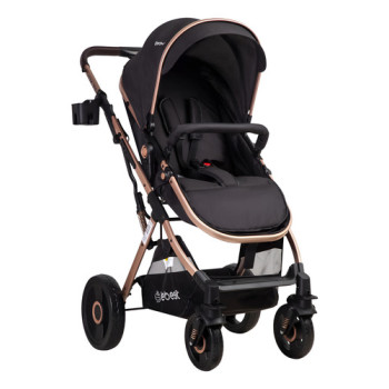 Coche Vox Gold, Ruedas Todo Terreno, Asiento 2 En 1 Color Negro Chasis Gold