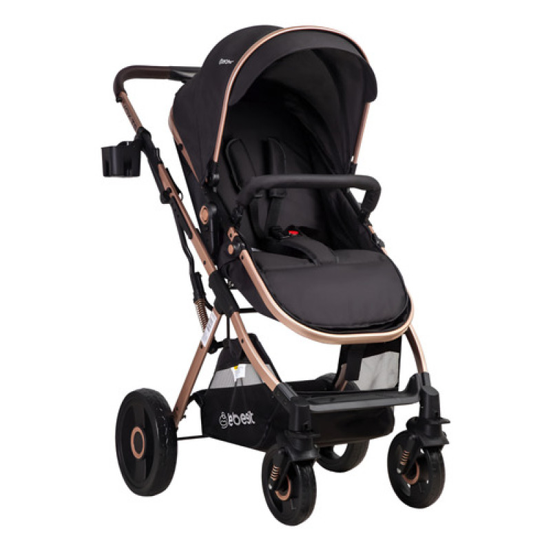 Coche Vox Gold, Ruedas Todo Terreno, Asiento 2 En 1 Color Negro Chasis Gold