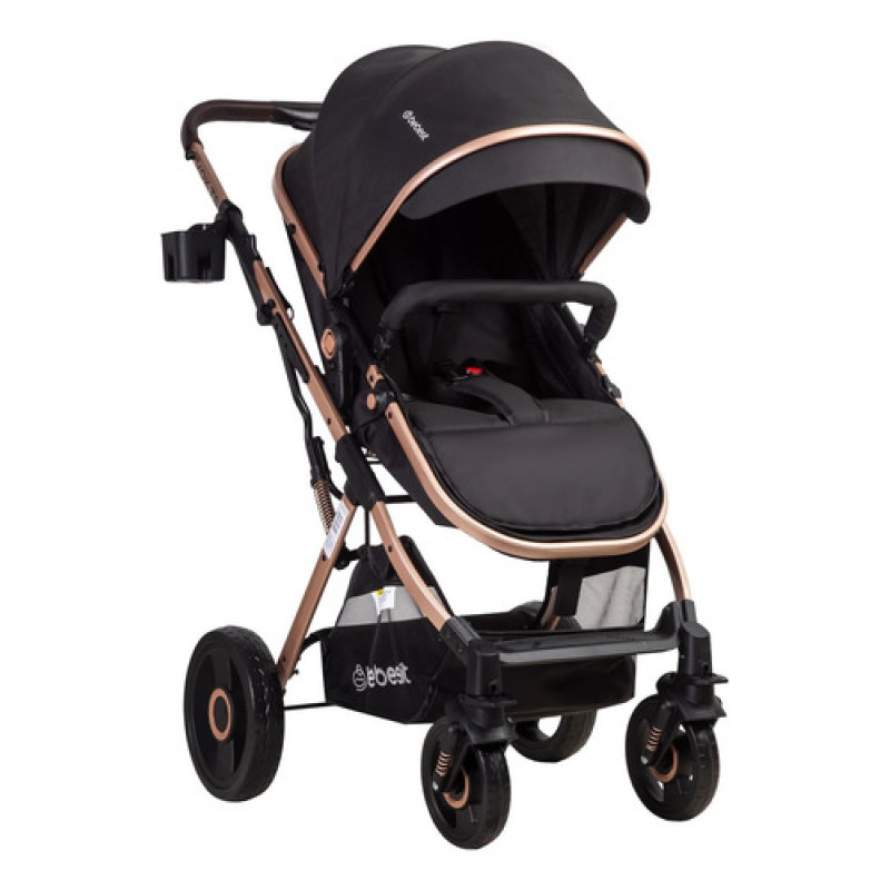 Coche Vox Gold, Ruedas Todo Terreno, Asiento 2 En 1 Color Negro Chasis Gold